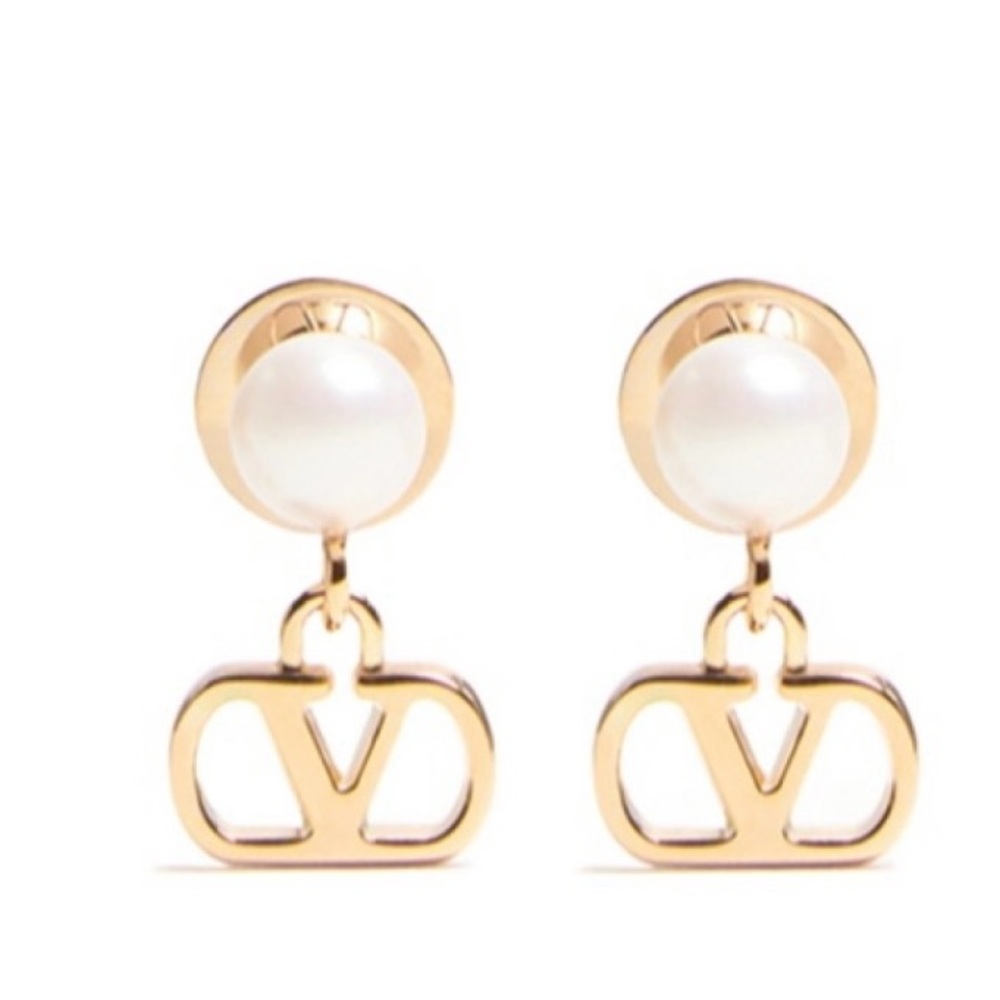 Valentino Garavani Gold Pearl Drop Earrings